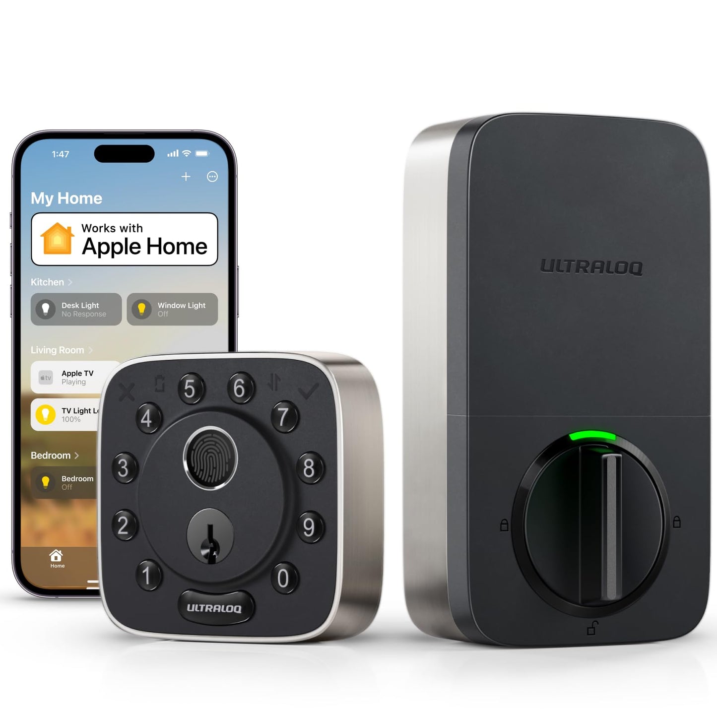 ULTRALOQ Bolt Fingerprint WiFi Smart Lock, Works with Apple Home, Siri, Alexa, 8-in-1 Keyless Entry with Fingerprint ID, App Remote Control, Keypad Deadbolt, BHMA Cert., Easy Install, 10 Mo. Battery