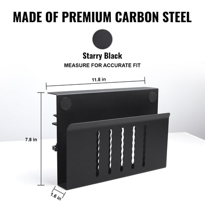 osseph Desk Side Storage Organizer, Under Desk Laptop Holder with Magnetic Pen Holder, No Drill Hanging Desk Caddy for Office & Home, Clamp On Desk Shelf for Tablet, Files, Accessories (Black)