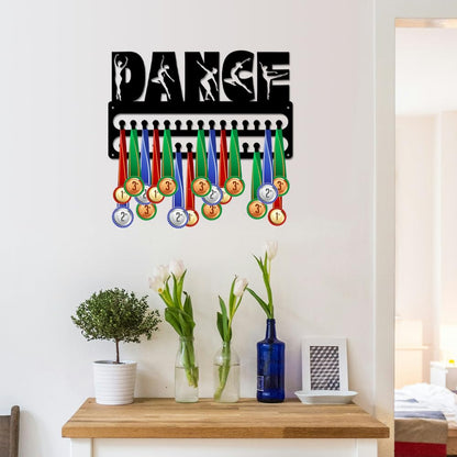 SUPERDANT Dance Medal Hanger Display Sports Medal Holder Wall Mount Medals Hanging 30 Hooks Matte Black Metal Belts Display Rack Iron Race Ribbon Award Organizer Gifts for Dancer Women Kids