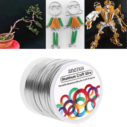 Anezus 12 Gauge Aluminum Wire 100 Feet - 2mm Metal Armature Bendable Sculpting Wire for Crafts, Wreath Making, Jewelry Making, Beading, Floral (Silver)