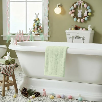 Artoid Mode 1 Pc Light Green 3D Rabbit Jacquard Easter Hand Towels