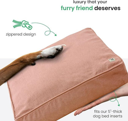 Molly Mutt Kyoto Dog Bed Duvet Cover, GOTS-Certified 100% Organic Cotton Canvas Cover for Dog, Puppy, or Cat Bed, Durable, Washable, and Free of Harmful Chemicals, Huge, 36"x45"x5", Dusty Pink
