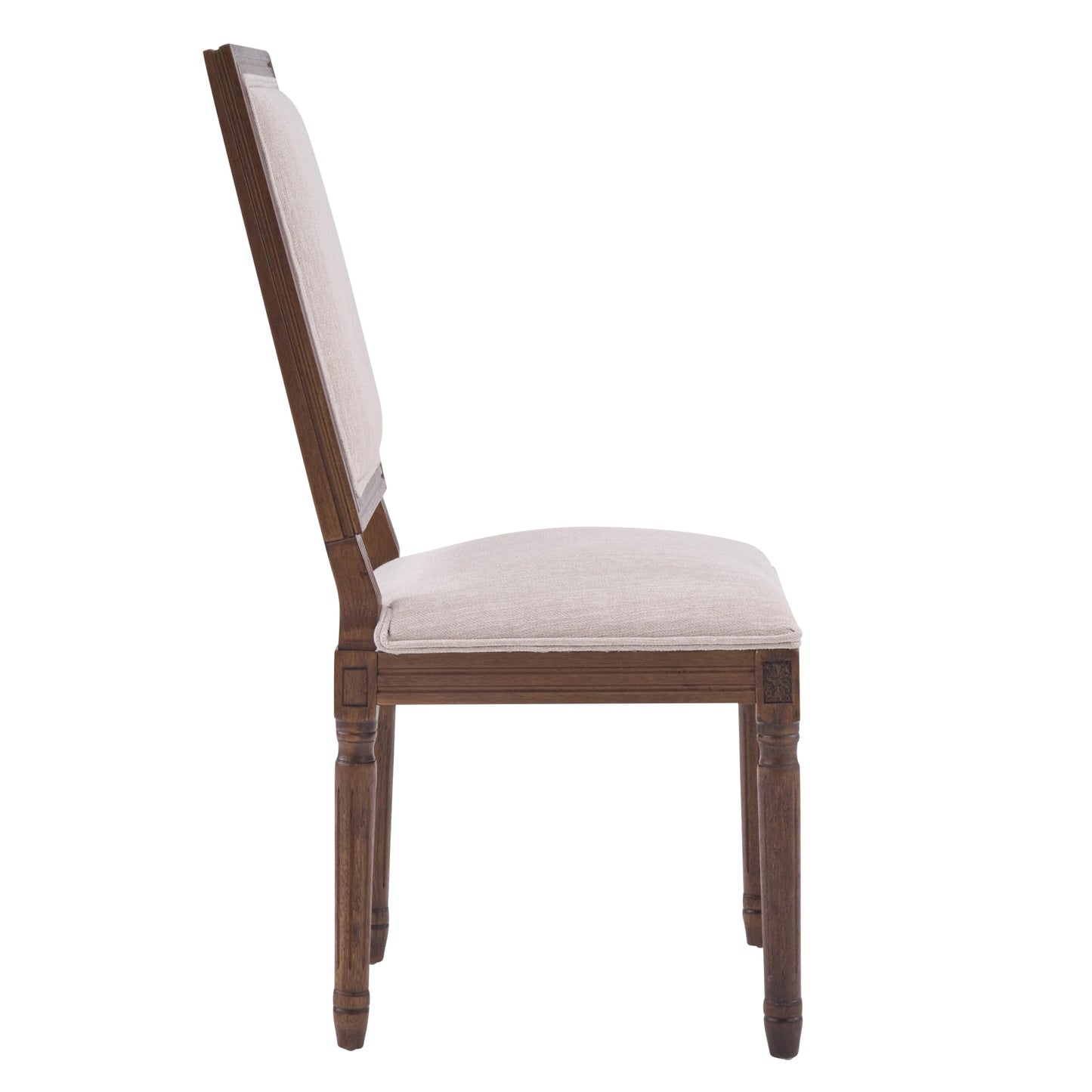 Christopher Knight Home Regina French Country Dining Chairs Set of 2, Wooden Dining Room Chair, High Back Kitchen Side Chair, Fabric Upholstered Armless Extra Seat, Beige+Walnut