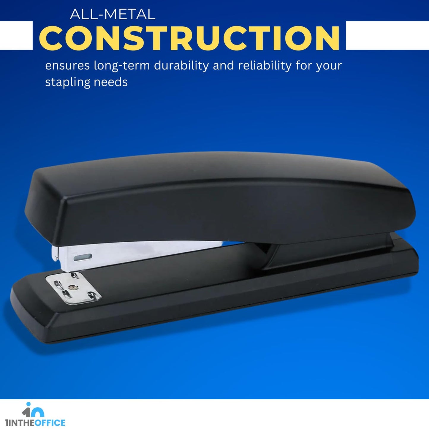 1InTheOffice Office Stapler for Desk, Heavy Duty Desk Stapler, Black, 20 Sheets Capacity, (3 Pack)