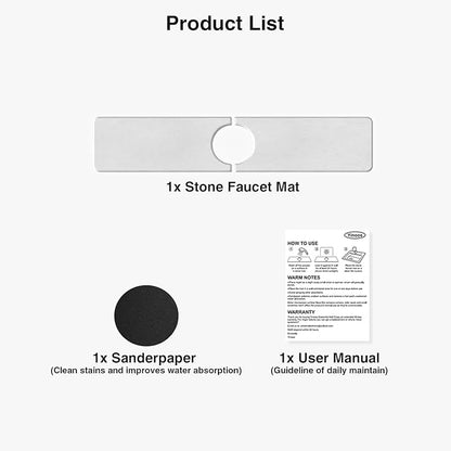 20" x 4" Stone Faucet Mat for Kitchen Sink, Quick Drying Diatomite Sink Tray