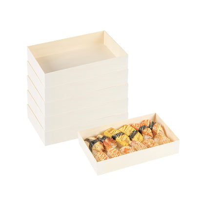 Restaurantware Wooden Bento Boxes 100 Pack of 7.9" x 4.8" Foldable Wooden Take Out Containers Sustainable Freezer-Safe Japanese Style Rectangular Lunch Boxes for Office, Camping, Sushi, Potluck