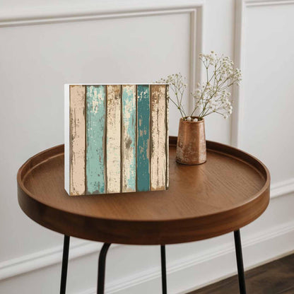 Wood Box Sign Desk Decor Farm Brown Wood Board Retro Square Boxes Sign, Farm Shabby Wood Grain Wooden Block Box Sign Decoration for Home Wall Tabletop Shelf Office Decor,6x6IN