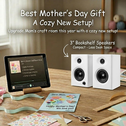 NSY Audio Computer Speakers for Desktop PC, 60W Bluetooth Surround Sound Speakers with Bass, Compact Powered Bookshelf Speakers for Office, Monitors, Laptop, Gaming, TV, Gifts (White, Pair)