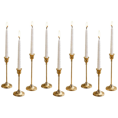 3 Sets(9 Pcs) Gold Candlestick Holders - Brushed Metal Taper Candle Holders with Anti-Slip Base, Vintage Brass Candle Stick Holder for Wedding Centerpieces, Dining Table, Fireplace & Mantel Dec