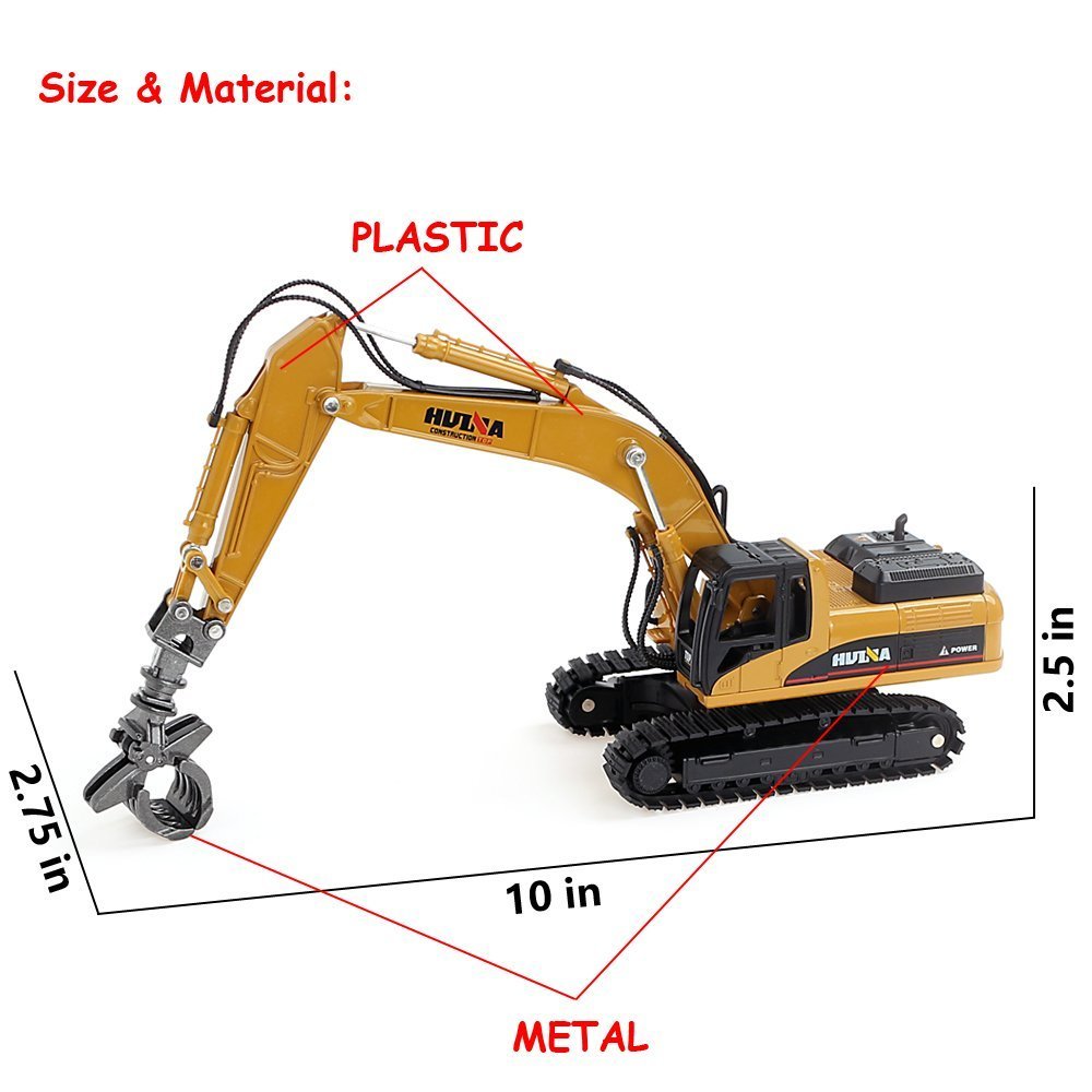 Gemini&Genius Construction Vehicle Toys Timber Grab Excavator Heavy Metal 1/50 Scale Grab Wooden/Building Materials Vehicle Engineering Alloy Models Collection Toys Gift for Kids and Decoration House