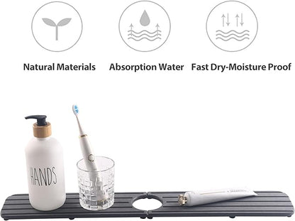 23.6inch x 4inch Kitchen Sink Faucet Mat, Water Absorbing Stone Faucet Splash