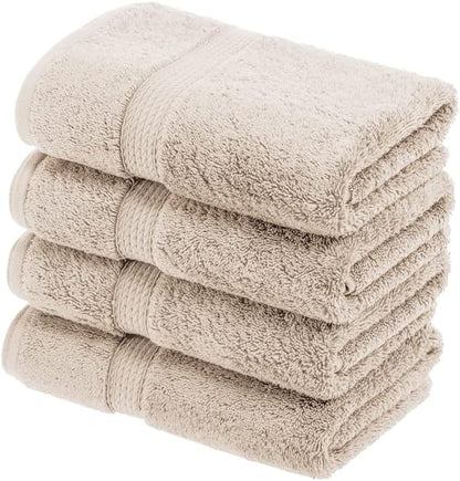 SUPERIOR Egyptian Cotton Pile Hand Towel Set of 4, Ultra Soft Luxury Towels