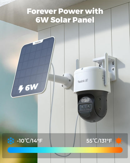REOLINK 4K Dual Lens Solar Security Camera Outdoor, PTZ with Auto Tracking, 6X Hybrid Zoom Auto Zoom Tracking, 8MP Color Night Vision, Smart Detection Motion Alert TrackMix Series+SP (WiFi Set)