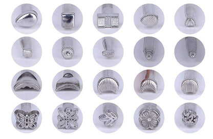 DUJISO Leather Working Saddle Making Tools DIY Leather Craft Stamps Set 20pcs Silver