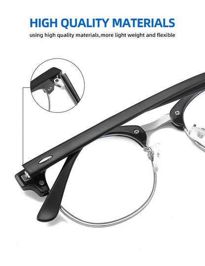 SOAR&EAGLE 3 Pack Blue Light Blocking Glasses,Computer Gaming Glasses,Retro Semi Rimless UV400 Clear Lens Computer Eyewear
