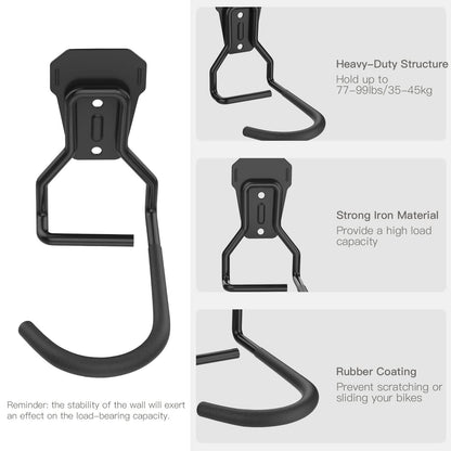 Housolution Bike Wall Mount with Fixed Hook, [4 Pack] Heavy Duty Bike Storage Rack, Bike Rack Vertical Stand for Garage - Easily Hang/Detach - with Screws Iron Bike Hanger Brackets