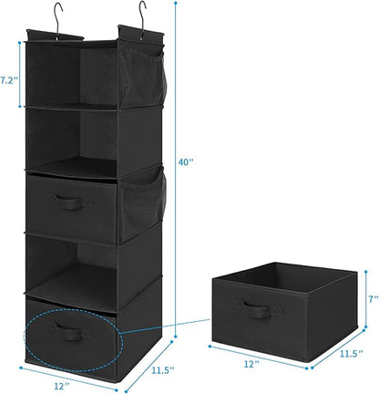 MAX Houser 5 Tier Shelf Hanging Closet Organizer, Cloth Hanging Shelf