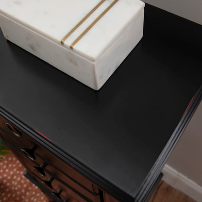 Powell Ebony Jewelry Armoire, Distressed Ebony Black; Black Lining