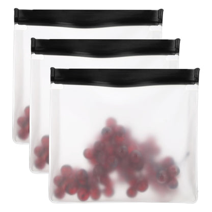 PATIKIL 8.7"x2"x5.3" Reusable Freezer Bag, 3 Pcs Leakproof Zip Food Storage Stand Up Bags Fridge Snack Vegetable Fruit Ice Container for Long-Lasting Freshness, Black