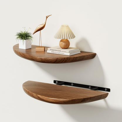 Sueuapp Solid Walnut Floating Shelves for Wall 15.7 Inch Set of 2, Live Edge Wall Mounted Shelf,Rustic Farmhouse Wooden Floating Shelf,Wood Wall Shelves for Bathroom Living Room,Bedroom,Kitchen