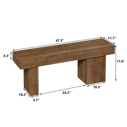 WINWY Farmhouse Solid Wood Entryway Bench, 47.3" Rustic End of Bed Bench for Bedroom, Handcrafted Accent Seating for Dining, Kitchen, Hallway, Living Room - 15 Min Assembly
