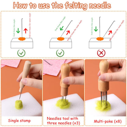 Mayboos 132 Pc Wool Felting Needles - 3 Sizes, Beginner to Professional