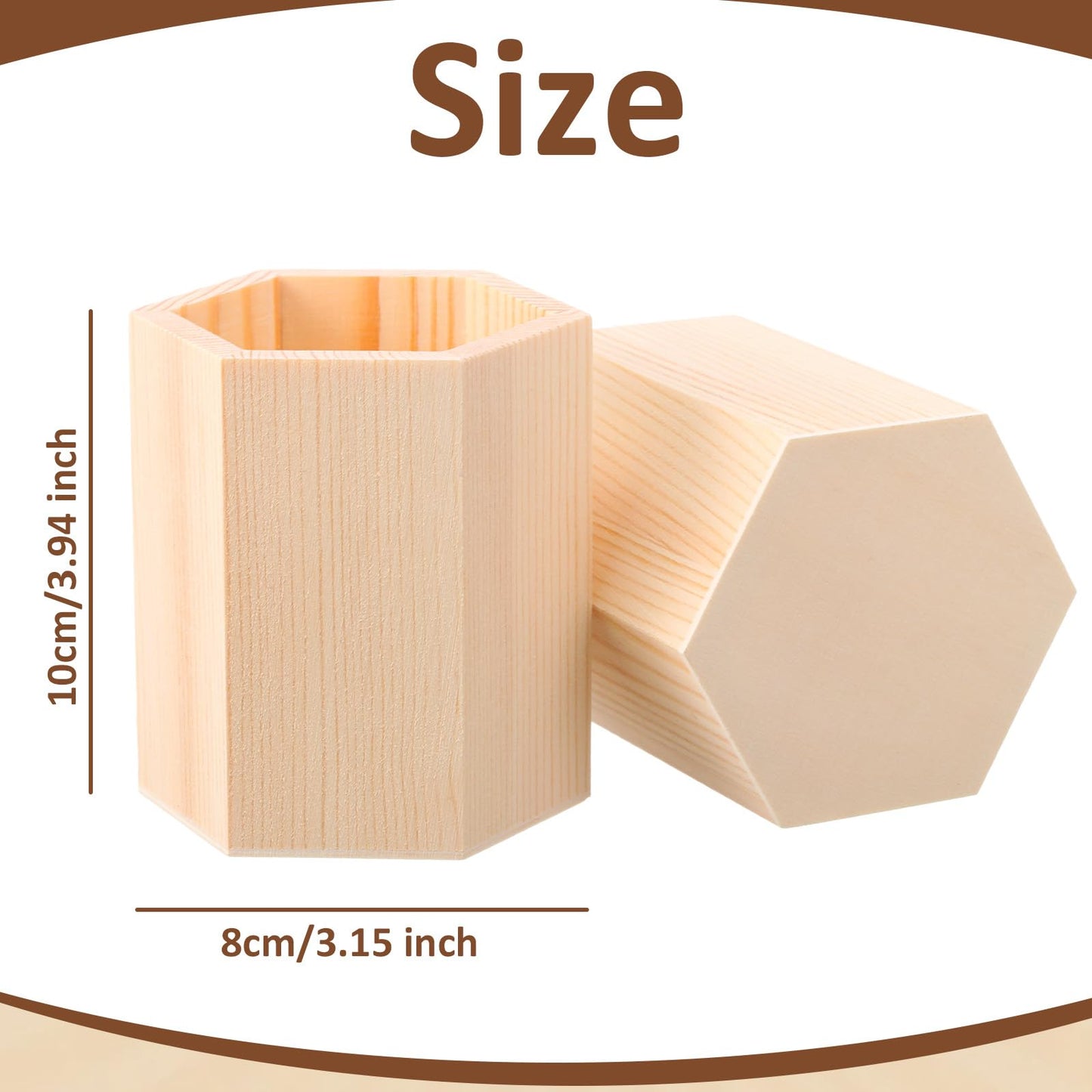 DoubleFill 12 Pack DIY Spring Wooden Pencil Holder Craft for Desk, Desktop Pencil Holder Stand, Unfinished Wooden Pen Craft for Homemade DIY Supplies(Hexagonal)