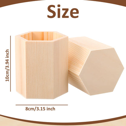 DoubleFill 12 Pack DIY Spring Wooden Pencil Holder Craft for Desk, Desktop Pencil Holder Stand, Unfinished Wooden Pen Craft for Homemade DIY Supplies(Hexagonal)