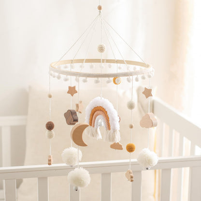 let's make Baby Crib Mobile for Boys Girls Rainbow Nursery Mobile Gender Neutral Hand-Crocheted Mobile Ceiling Mobile - Rainbow, Clouds, Moon