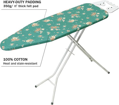 Ironing Board Cover and Pad Standard Size 15" x 54", 3 Pairs of Hook and Loop