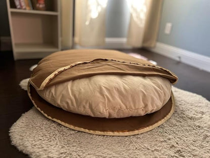 Round 100% Cotton Canvas Dog Bed Cover: Washable, Durable, Eco-Friendly, Multiple Colors, XS-XXL, Made in USA (Medium Brown, X Large 42 Inches)