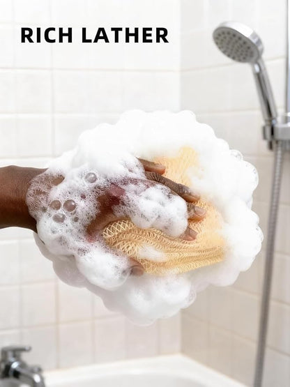 Cleangor 3Pcs African Net Sponge Authentic with Knots - Exfoliating Body | Scrubber for All Skin Types, African Bath Sponge, Wash Cloth, Gentle Exfoliation Shower Rag for Women Daily Use