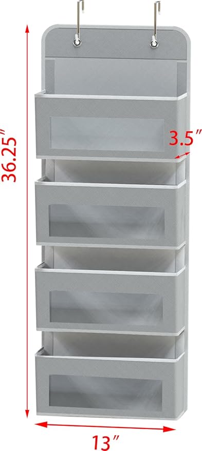 Simple Houseware 4 Clear Window Pocket Over Closet Door Storage Hanging