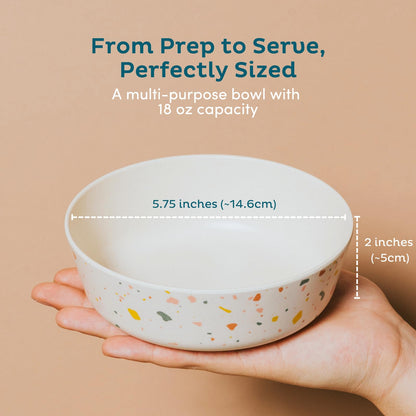 Nook Theory 4 Pack Bamboo Bowls - 18 Oz Reusable Toddler and Kids Bowl, Dishwasher Safe - Not Microwavable Bamboo Dishes (Terrablue)
