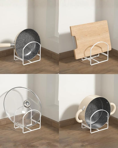 4 Pack Kitchen Plate Holder Organizer for Cabinet Space Saver Dinner Dish Storage Rack Upright Dish Drying Racks Metal Plate Dish Racks Stand for Cupboard and Countertop 2 Large 2 Small White