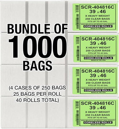 Aluf Plastics 45 Gallon Clear Trash Bags