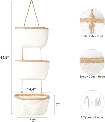 TeoKJ 3-Tier Wall hanging Storage Bags, Over the Door Organizer, Decorative