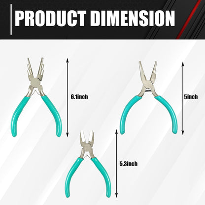 C&T 3-Piece Jewelry Pliers Set, Jewelry Making Tools Kit, Micro Jewelry Plier, Jewelry Making Supplies, Pliers set for jewellery making bead winding and shaping wire DIY Crafts