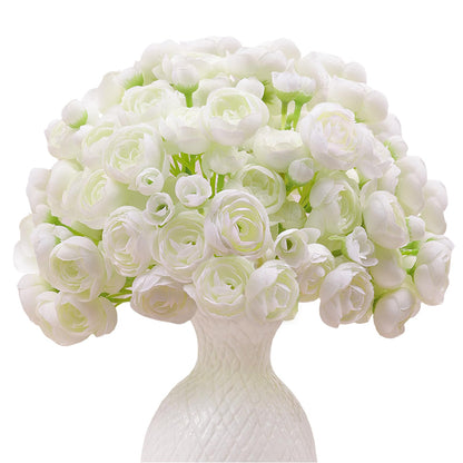 LzLflor 32Pcs Ranunculus Artificial Flowers, Ivory White Faux Silk Mini Peonies Bulk – Fake Wedding Flowers for DIY Bouquet, Home Decor, Bridal Shower & Centerpieces