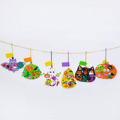 Winlyn 36 Sets Halloween Craft Kits Fall Crafts DIY Pumpkin Bat Black Cat Ghost Candy Corn Frankenstein Ornaments Art Crafts Sets Foam Stickers for Kids Classroom Activities Halloween Party Treats