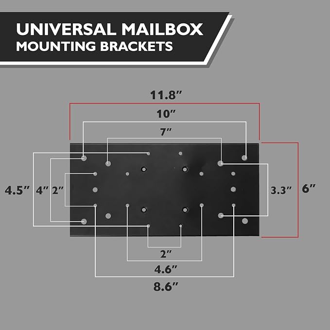 Ilyapa Double Mailbox Post for Outside - 43x4x4 inch Black Metal Dual Mailboxes Post for Outside with Universal Mounting Bracket Plate
