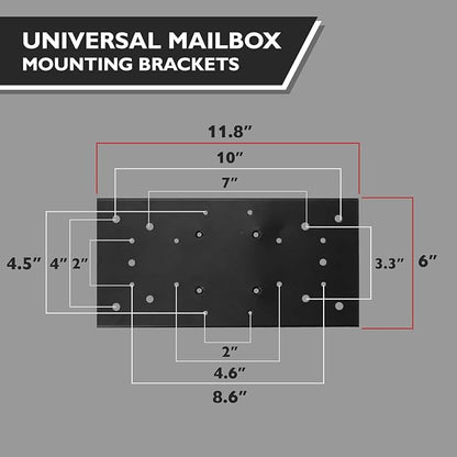 Ilyapa Double Mailbox Post for Outside - 43x4x4 inch Black Metal Dual Mailboxes Post for Outside with Universal Mounting Bracket Plate