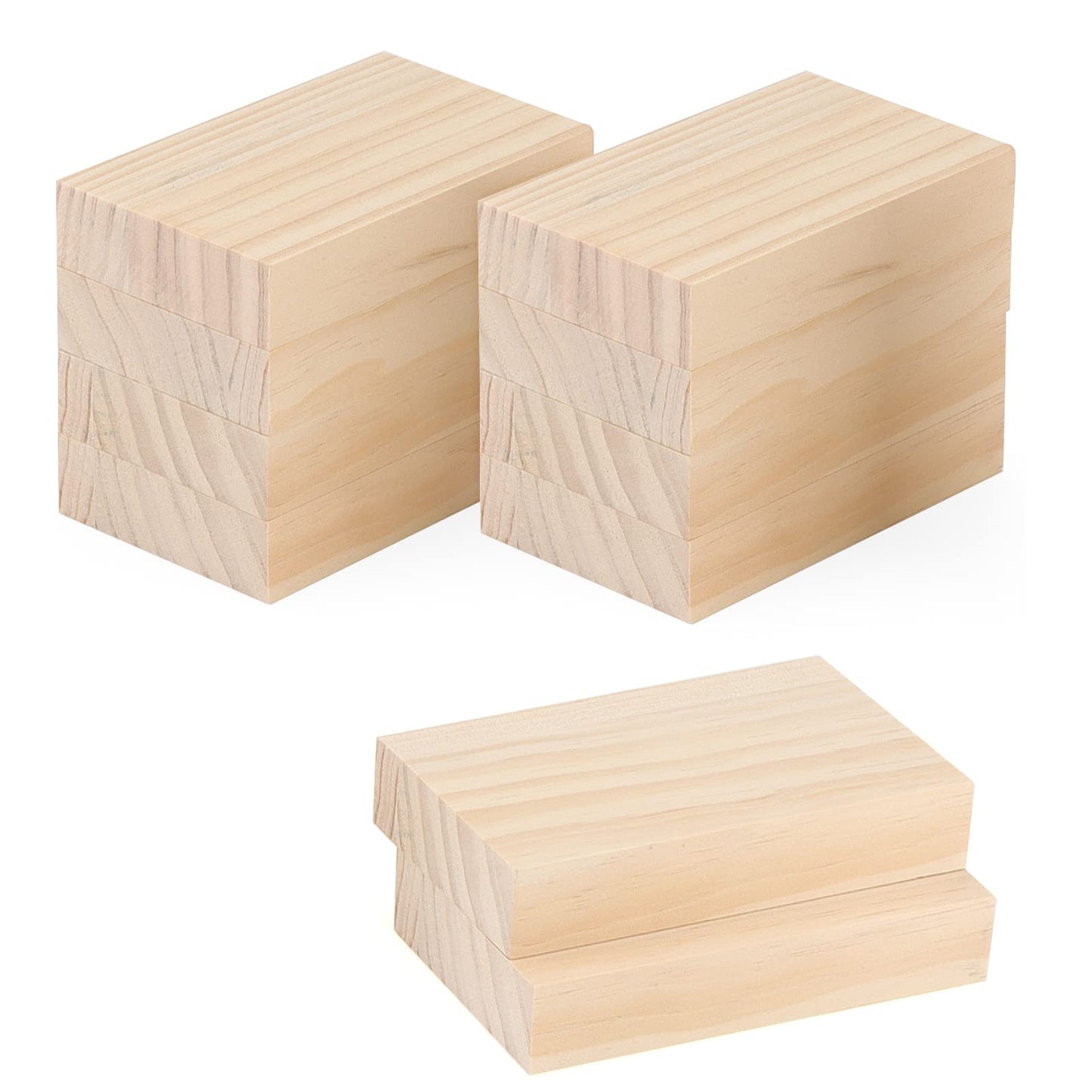 LEXININ 10 PCS Unfinished Wood Blocks, 5 x 3 x 1 Inch Wooden Cubes, Whittling Blocks for Crafts, DIY Projects, Carving