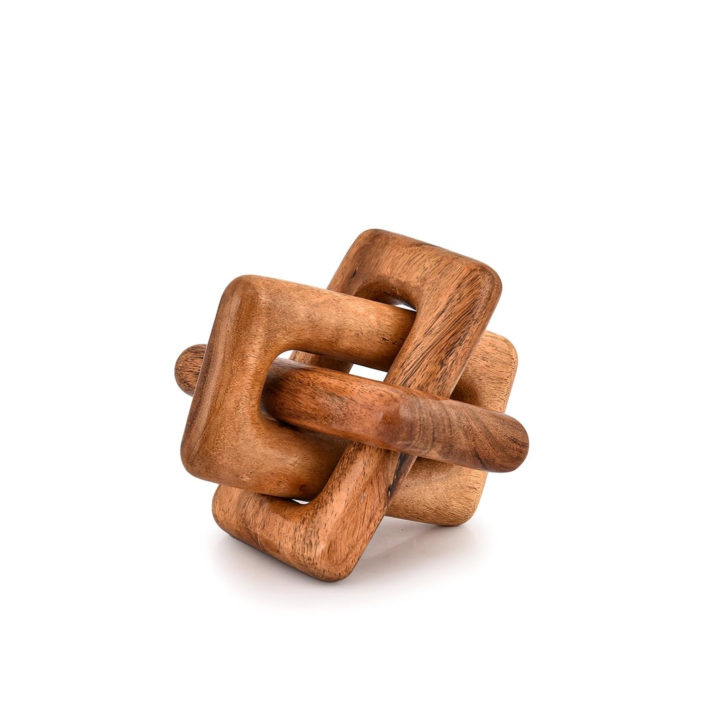 Mahasu Statue 3 Link Wood Chain Link for Home Decor,Brown Wood Knot Coffee Table Decor, Country Chain Knot Decor,Mom Gifts (5" X 5" X 5")