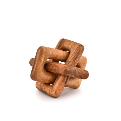 Mahasu Statue 3 Link Wood Chain Link for Home Decor,Brown Wood Knot Coffee Table Decor, Country Chain Knot Decor,Mom Gifts (5" X 5" X 5")