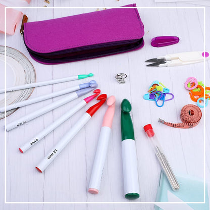 7 Sizes Crochet Hooks Set (7mm-20mm) with 9 Pcs Large-Eye Blunt Needles, Huge Plastic Crochet Hook Crochet, Adjustable Knitting Loop, Extra Large Crochet Hook for Yarn Weaving Craft Tools