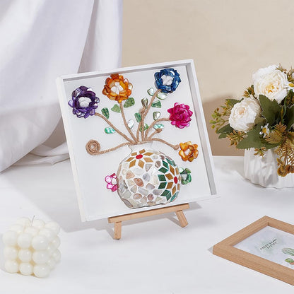 WEBEEDY DIY Mosaic Painting Kit Flower Vase Pattern Mosaic Arts and Craft Kits Mosaic Decorative Supplies with Instruction,Table Centerpiece Christmas Room Decor Adults Gifts,7.9x7.9 inch/20x20cm
