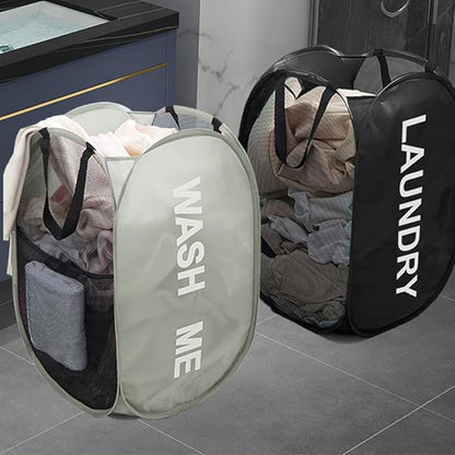 Larpur Pop Up Laundry Baskets, 2 Pack Mesh Laundry Hampers Collapsible Clothes