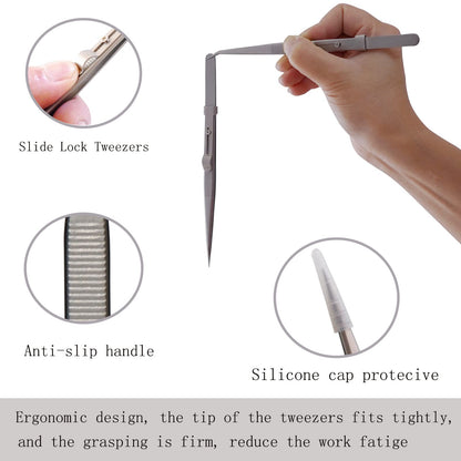 Tweezers, 5Pcs Precision Tweezers Set - Anti - Static Stainless Steel Tweezers for Electronics, Jewelry Making, Medical and Laboratory Work, Craft, Model Building, Soldering, Watch, Car Repair, Etc