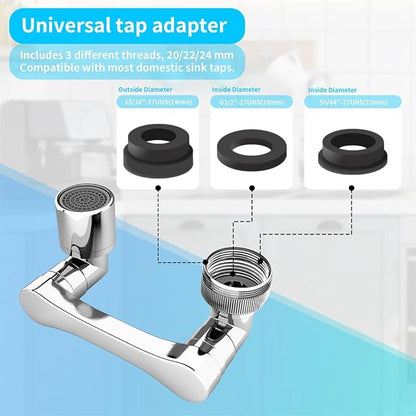 1080° Swivel Faucet Extender, Heavy Duty Rotating Sink Extension, Universal